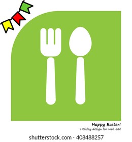 Web line icon. Cutlery (fork and spoon)