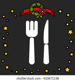 Web line icon. Cutlery (fork, knife)