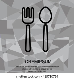Web line icon. Cutlery (fork and spoon)
