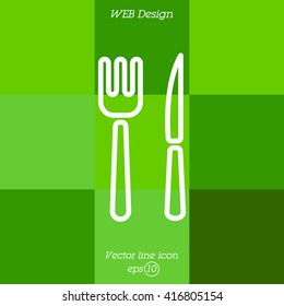 Web line icon. Cutlery (fork, knife)