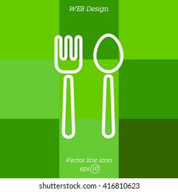 Web line icon. Cutlery (fork and spoon)