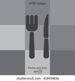 Web line icon. Cutlery (fork, knife)