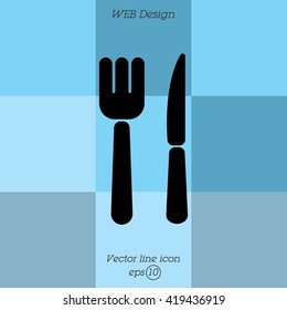 Web line icon. Cutlery (fork, knife)