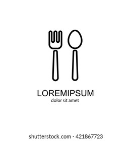 Web line icon. Cutlery (fork and spoon)