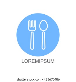Web line icon. Cutlery (fork and spoon)