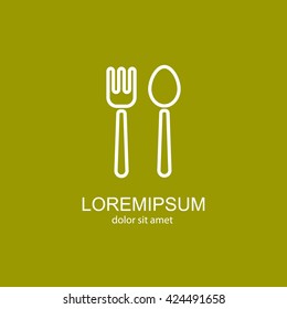 Web line icon. Cutlery (fork and spoon)