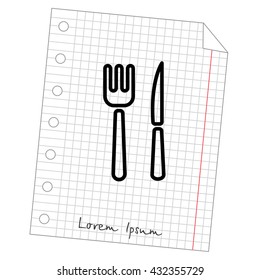 Web line icon. Cutlery (fork, knife)