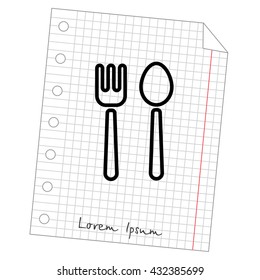 Web line icon. Cutlery (fork and spoon)