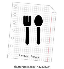 Web line icon. Cutlery (fork and spoon)