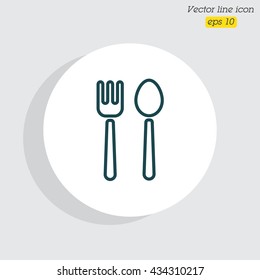 Web line icon. Cutlery (fork and spoon)