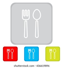 Web line icon. Cutlery (fork and spoon)