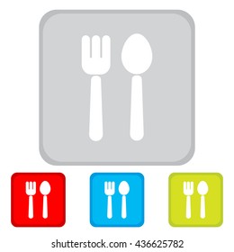 Web line icon. Cutlery (fork and spoon)