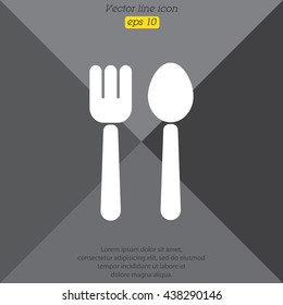 Web line icon. Cutlery (fork and spoon)