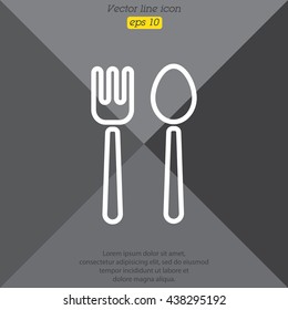 Web line icon. Cutlery (fork and spoon)
