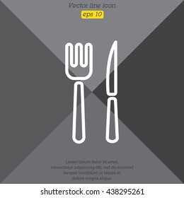Web line icon. Cutlery (fork, knife)