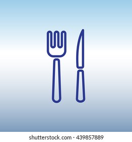 Web line icon. Cutlery (fork, knife)