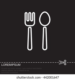 Web line icon. Cutlery (fork and spoon)