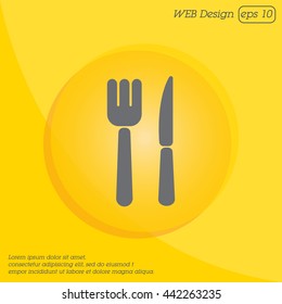 Web line icon. Cutlery (fork, knife)