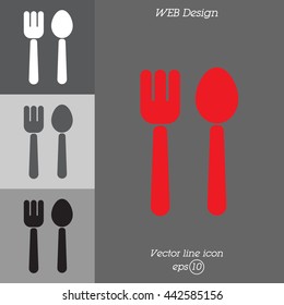 Web line icon. Cutlery (fork and spoon)