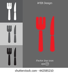 Web line icon. Cutlery (fork, knife)