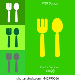 Web line icon. Cutlery (fork and spoon)