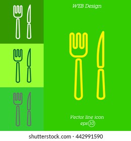 Web line icon. Cutlery (fork, knife)