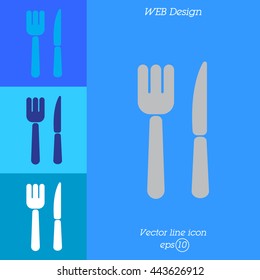 Web line icon. Cutlery (fork, knife)