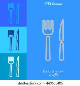 Web line icon. Cutlery (fork, knife)