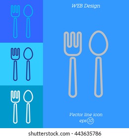 Web line icon. Cutlery (fork and spoon)