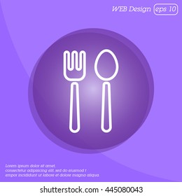 Web line icon. Cutlery (fork and spoon)