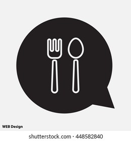 Web line icon. Cutlery (fork and spoon)