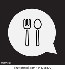 Web line icon. Cutlery (fork and spoon)
