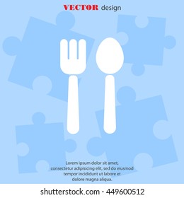 Web line icon. Cutlery (fork and spoon)