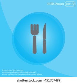 Web line icon. Cutlery (fork, knife)