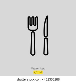 Web line icon. Cutlery (fork, knife)
