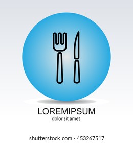 Web line icon. Cutlery (fork, knife)