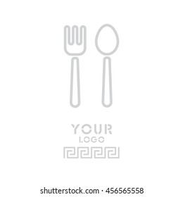 Web line icon. Cutlery (fork and spoon)