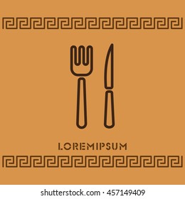 Web line icon. Cutlery (fork, knife)