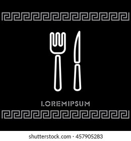 Web line icon. Cutlery (fork, knife)