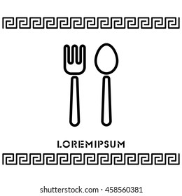 Web line icon. Cutlery (fork and spoon)