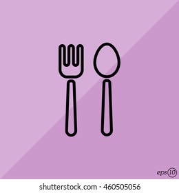 Web line icon. Cutlery (fork and spoon)