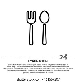 Web line icon. Cutlery (fork and spoon)