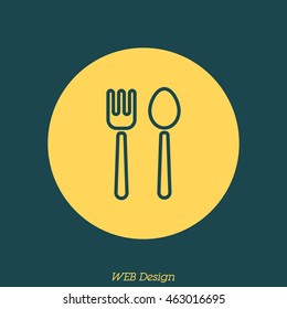Web line icon. Cutlery (fork and spoon)
