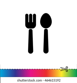 Web line icon. Cutlery (fork and spoon)