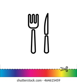 Web line icon. Cutlery (fork, knife)
