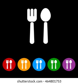 Web line icon. Cutlery (fork and spoon)