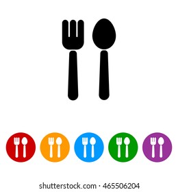 Web line icon. Cutlery (fork and spoon)