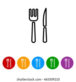 Web line icon. Cutlery (fork, knife)