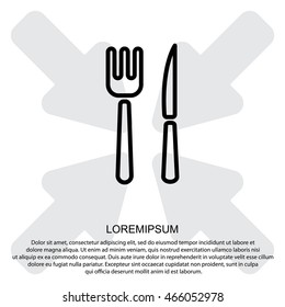 Web line icon. Cutlery (fork, knife)