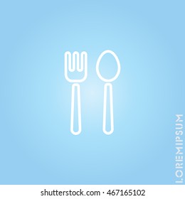 Web line icon. Cutlery (fork and spoon)